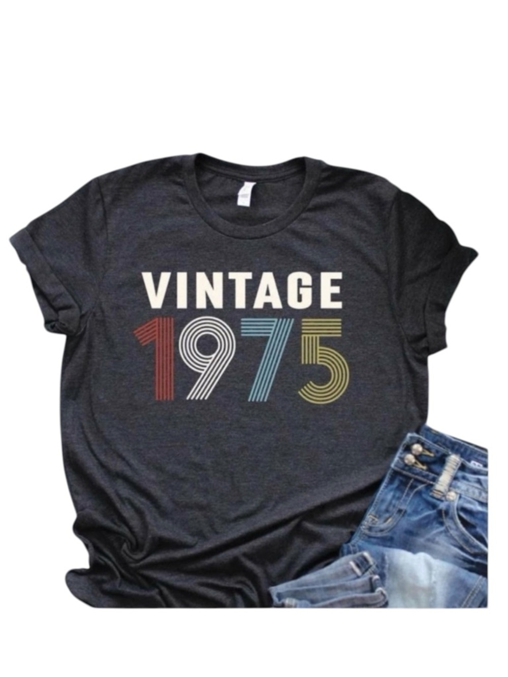 NEW “Vintage 1975” T-shirt. Dark grey. Never worn. - Picture 2 of 3